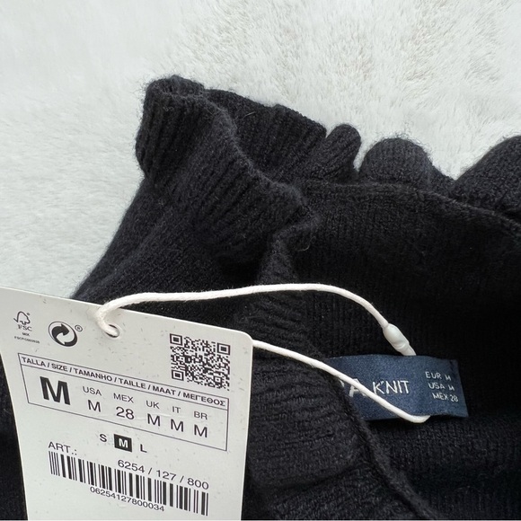 Zara Knit Black Sweater Dress Ruffle Turtleneck High Neck Cozy Medium - Picture 12 of 17